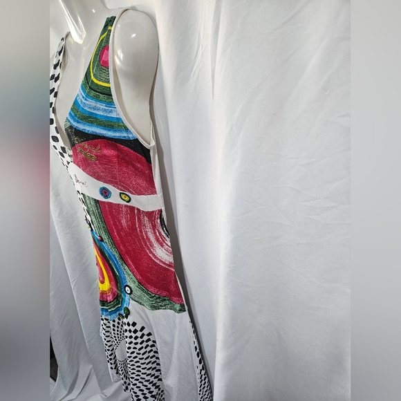 Desigual Patchwork Cotton Mini Dress Size 6 Boho Art Print Embroidered - Picture 3 of 11